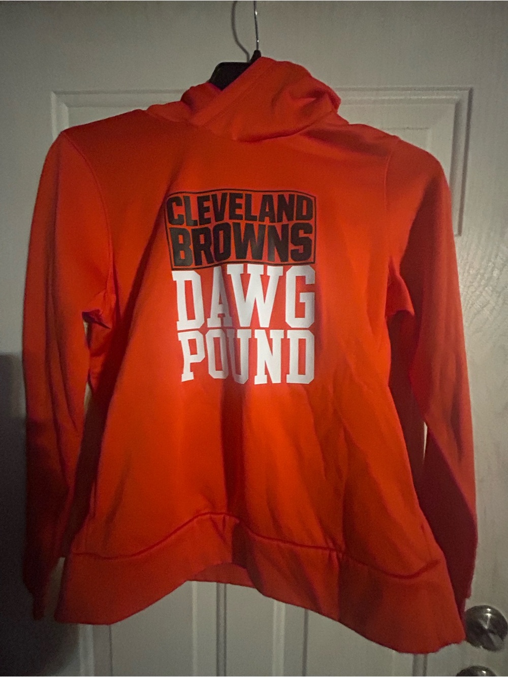 Nike Cleveland Browns NFL Dawg Pound Orange Dri-FIT Pullover Hoodie Size M youth